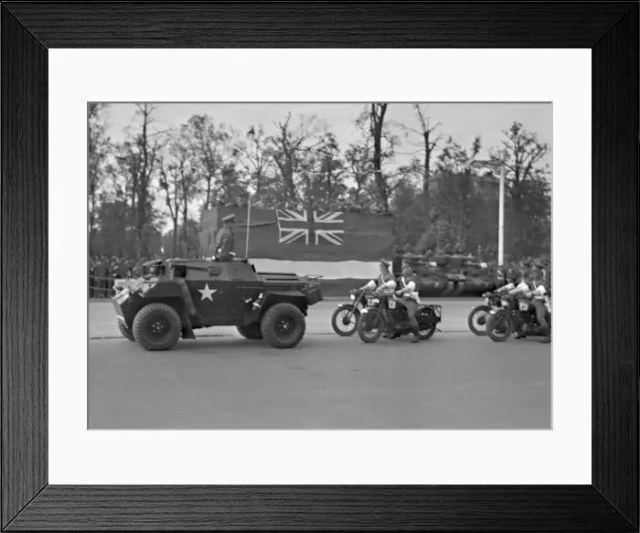Framed Print : Military parade with jeep and motorbikes Framed Print : Military parade with jeep and motorbikes
