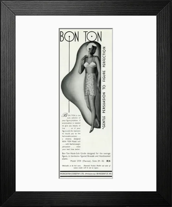 Framed Print : Advert for Bon Ton Girdles 1934 Framed Print : Advert for Bon Ton Girdles 1934