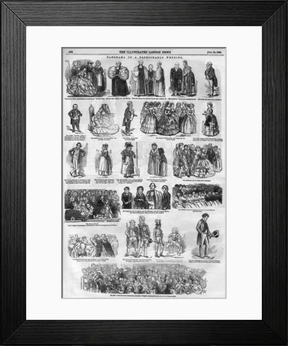 Framed Print : Panorama of a fashionable wedding, 1855 Framed Print : Panorama of a fashionable wedding, 1855