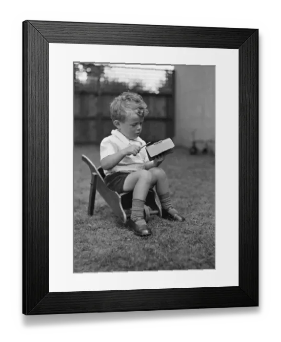 Framed Print : Little boy sitting in a wheelbarrow Framed Print : Little boy sitting in a wheelbarrow