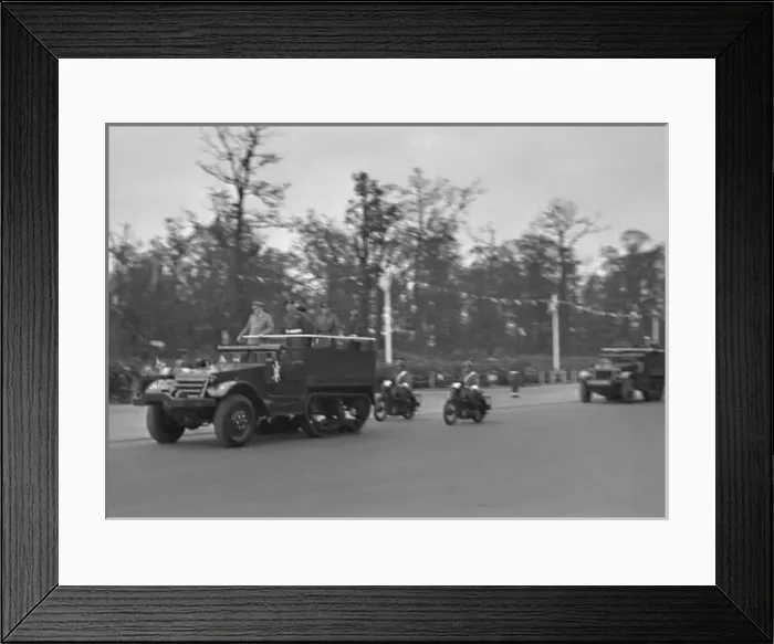 Framed Print : Military parade with jeeps and motorbikes Framed Print : Military parade with jeeps and motorbikes