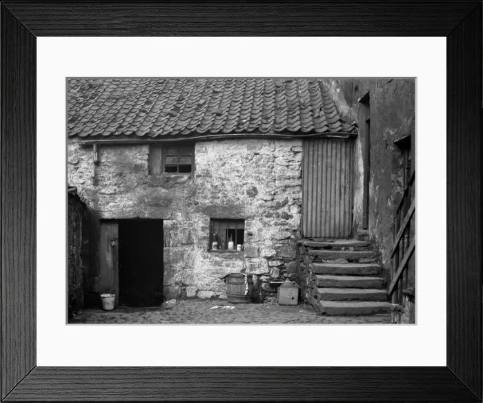 Framed Print : Ramshackle cottage and courtyard, Scotland Framed Print : Ramshackle cottage and courtyard, Scotland