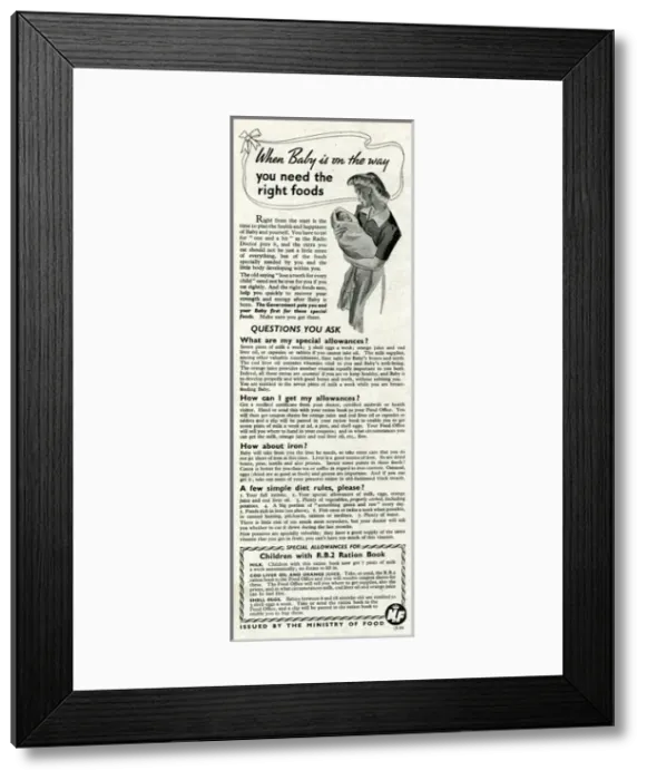 Framed Print : Advert for the Ministry of Food 1943 Framed Print : Advert for the Ministry of Food 1943