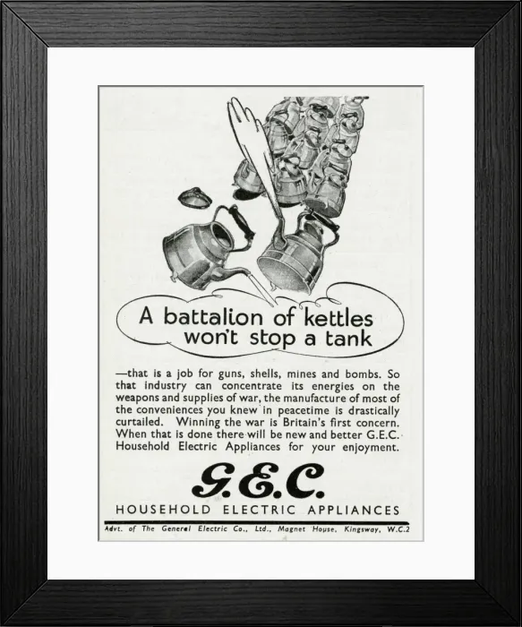 Framed Print : Advert for The General Electric Company 1943