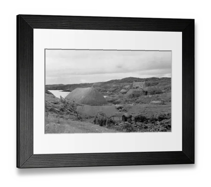 Framed Print : Cottages and a house in a bleak Scottish landscape Framed Print : Cottages and a house in a bleak Scottish landscape
