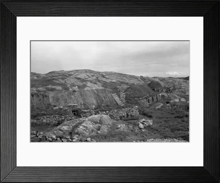 Framed Print : Cottages in a bleak Scottish landscape Framed Print : Cottages in a bleak Scottish landscape