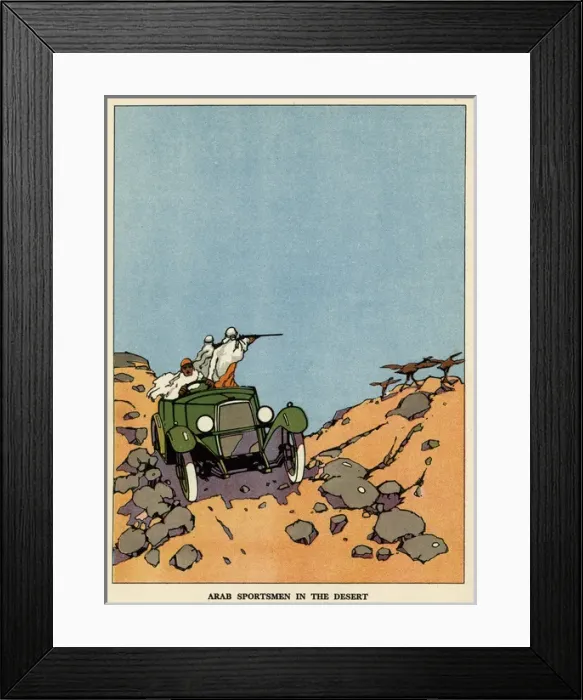 Framed Print : Arab sportsmen in the desert Framed Print : Arab sportsmen in the desert