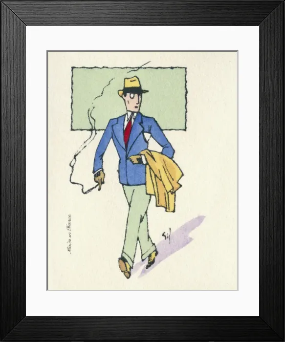 Framed Print : Business card design, man smoking Framed Print : Business card design, man smoking
