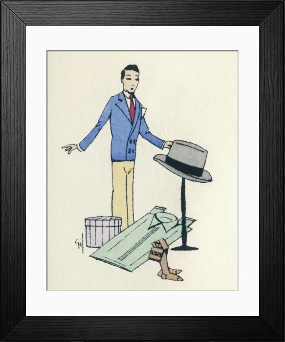 Framed Print : Business card design, man with clothes Framed Print : Business card design, man with clothes