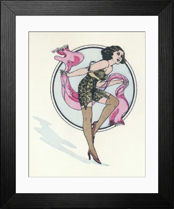 Framed Print : Business card design, woman with pink scarf Framed Print : Business card design, woman with pink scarf