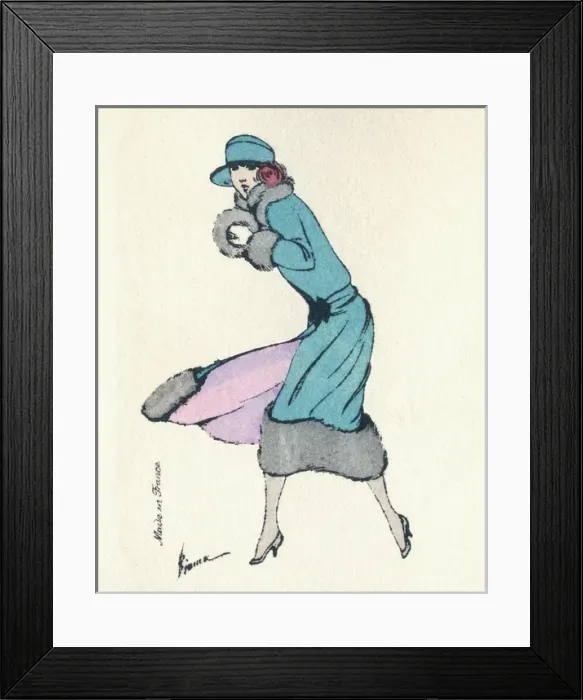 Framed Print : Woman huddled against the wind Framed Print : Woman huddled against the wind