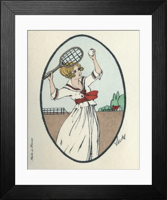 Framed Print : Business card design, woman playing tennis Framed Print : Business card design, woman playing tennis