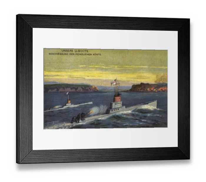 Framed Print : German propaganda postcard, Our U-Boats, WW1 Framed Print : German propaganda postcard, Our U-Boats, WW1