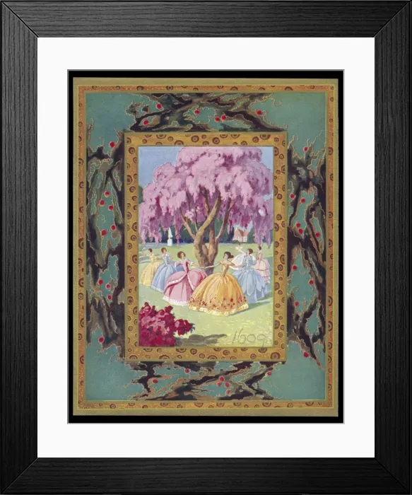 Framed Print : Chocolate box design, ladies dancing Framed Print : Chocolate box design, ladies dancing