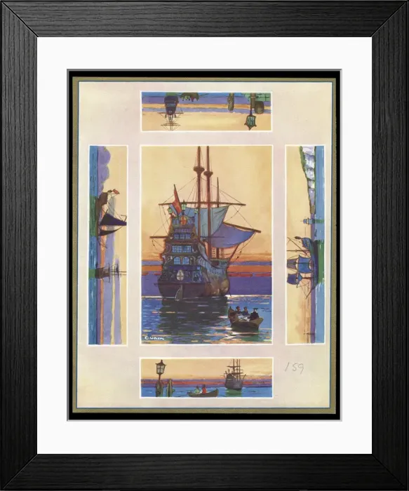Framed Print : Chocolate box design, ships and boats Framed Print : Chocolate box design, ships and boats