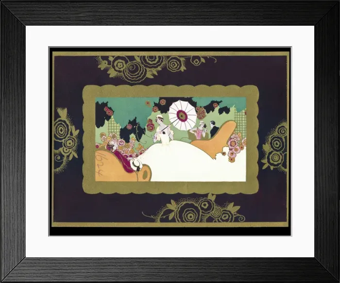 Framed Print : Chocolate box design, lady with parasol