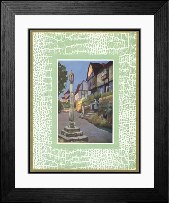 Framed Print : Chocolate box design, village scene with monument Framed Print : Chocolate box design, village scene with monument