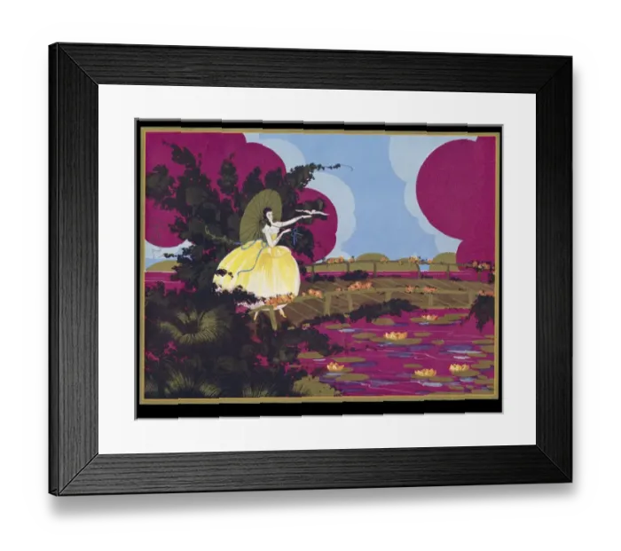 Framed Print : Chocolate box design, lady by lily pond Framed Print : Chocolate box design, lady by lily pond