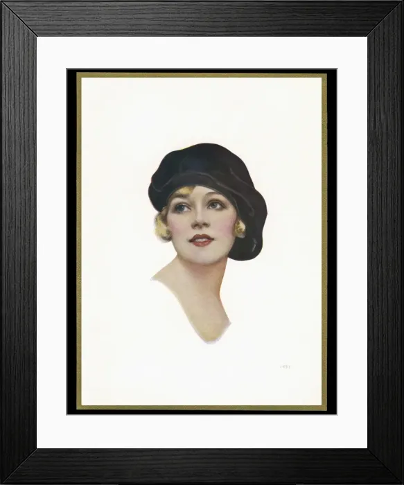 Framed Print : Chocolate box design, lady in black hat Framed Print : Chocolate box design, lady in black hat