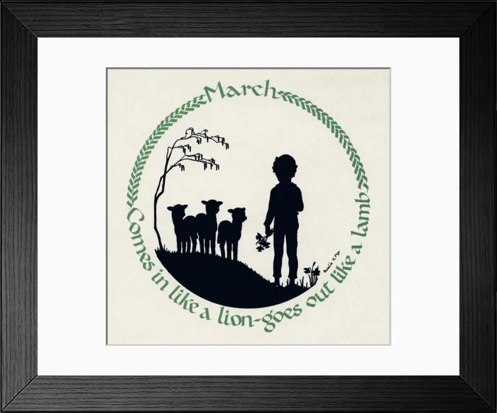 Framed Print : Silhouette Calendar -- March Framed Print : Silhouette Calendar -- March