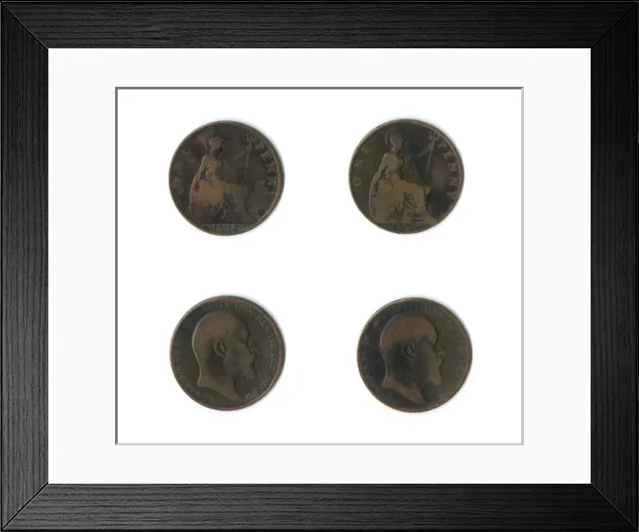 Framed Print : British coins, two Edward VII pennies Framed Print : British coins, two Edward VII pennies