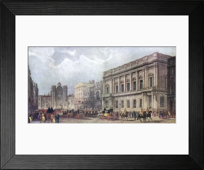 Framed Print : South end of St. Jamess St, The New Club House and St James Framed Print : South end of St. Jamess St, The New Club House and St James