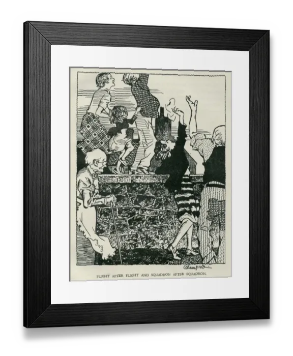 Framed Print : Illustration, Jersey in Jail, squadrons overhead Framed Print : Illustration, Jersey in Jail, squadrons overhead