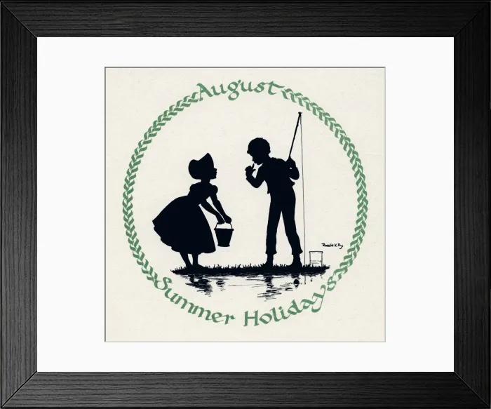 Framed Print : Silhouette Calendar -- August Framed Print : Silhouette Calendar -- August
