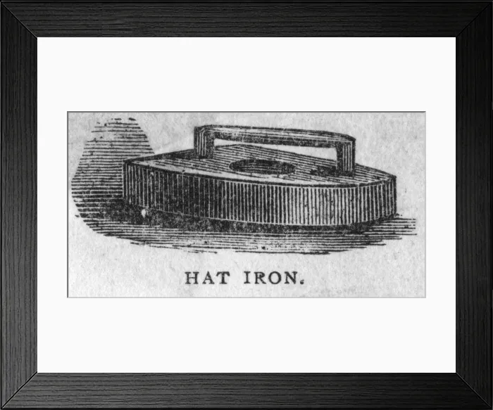 Framed Print : Hat iron, 1888 Framed Print : Hat iron, 1888