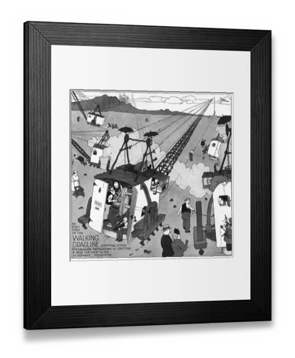 Framed Print : The Gentle Art of Excavating - Early Walking Draglilne` Framed Print : The Gentle Art of Excavating - Early Walking Draglilne`