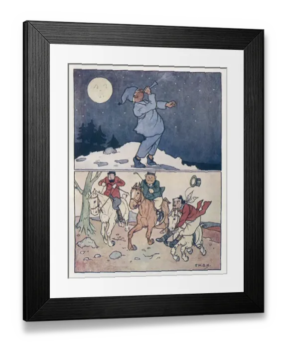 Framed Print : Nursery Rhymes -- blowing horn, foxhunting Framed Print : Nursery Rhymes -- blowing horn, foxhunting