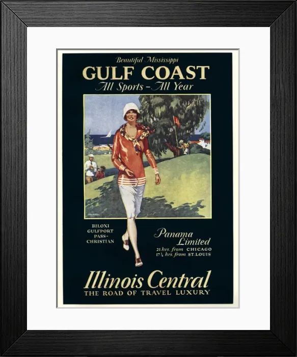 Framed Print : Poster design for Illinois Central travel Framed Print : Poster design for Illinois Central travel