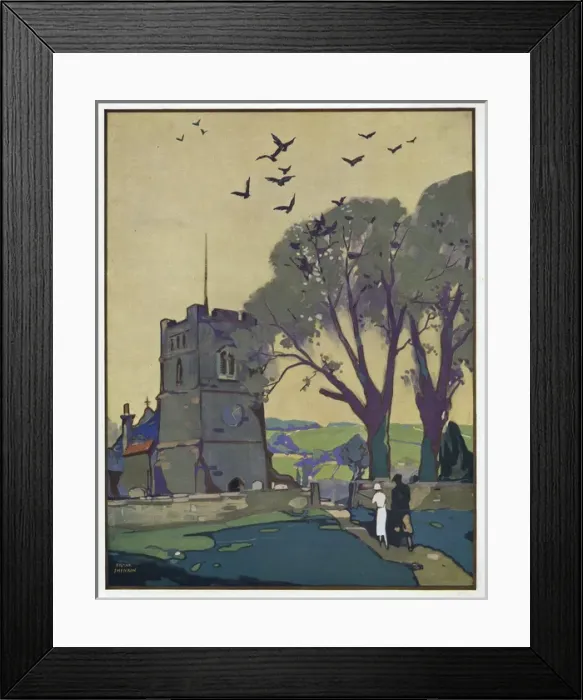 Framed Print : Print Users Yearbook -- rural scene with church Framed Print : Print Users Yearbook -- rural scene with church