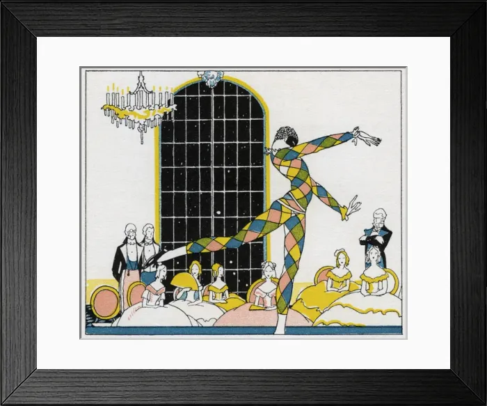 Framed Print : Harlequin dancing at the ball Framed Print : Harlequin dancing at the ball