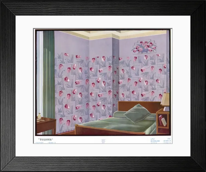 Framed Print : Wallpaper designs shown in a sample interior Framed Print : Wallpaper designs shown in a sample interior