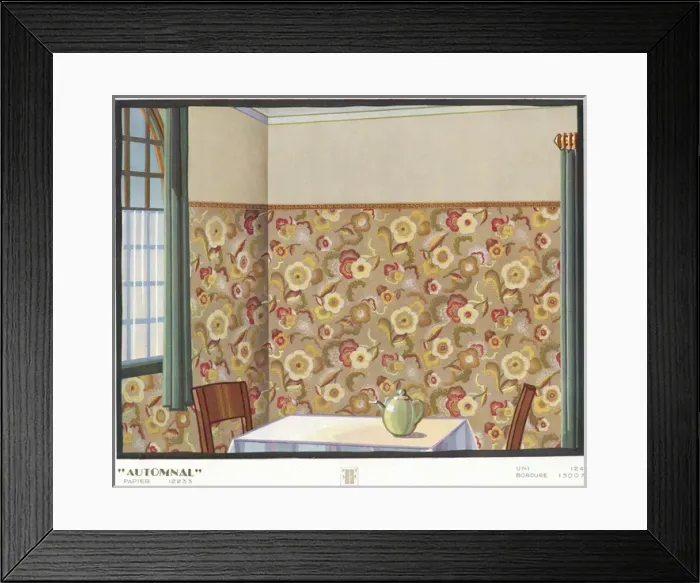 Framed Print : Wallpaper designs shown in a sample interior Framed Print : Wallpaper designs shown in a sample interior