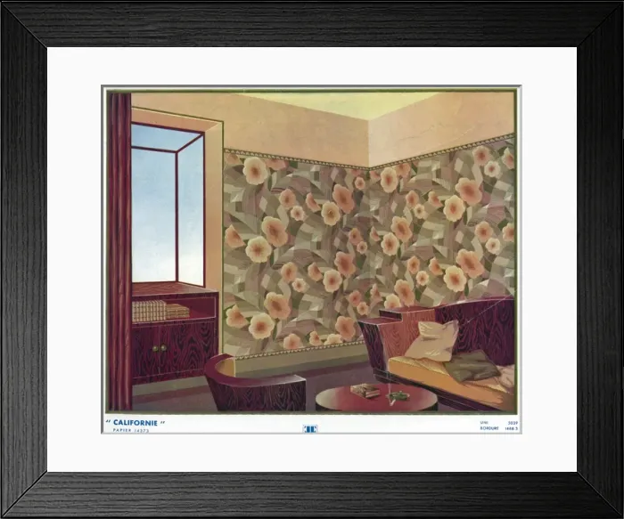 Framed Print : Wallpaper designs shown in a sample interior Framed Print : Wallpaper designs shown in a sample interior