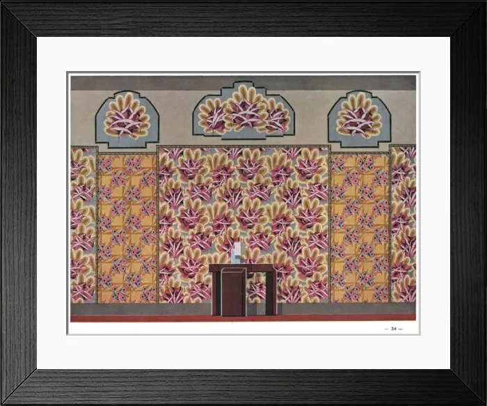Framed Print : Wallpaper designs shown in a sample interior Framed Print : Wallpaper designs shown in a sample interior