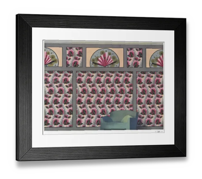 Framed Print : Wallpaper designs shown in a sample interior Framed Print : Wallpaper designs shown in a sample interior