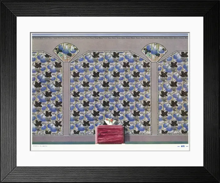 Framed Print : Wallpaper designs shown in a sample interior Framed Print : Wallpaper designs shown in a sample interior
