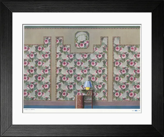Framed Print : Wallpaper designs shown in a sample interior Framed Print : Wallpaper designs shown in a sample interior