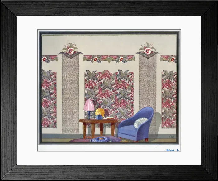 Framed Print : Wallpaper designs shown in a sample interior Framed Print : Wallpaper designs shown in a sample interior