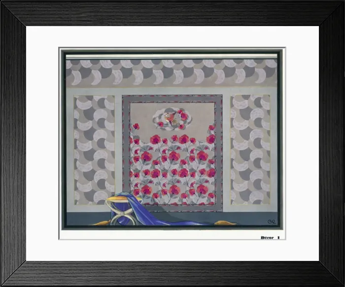 Framed Print : Wallpaper designs shown in a sample interior Framed Print : Wallpaper designs shown in a sample interior
