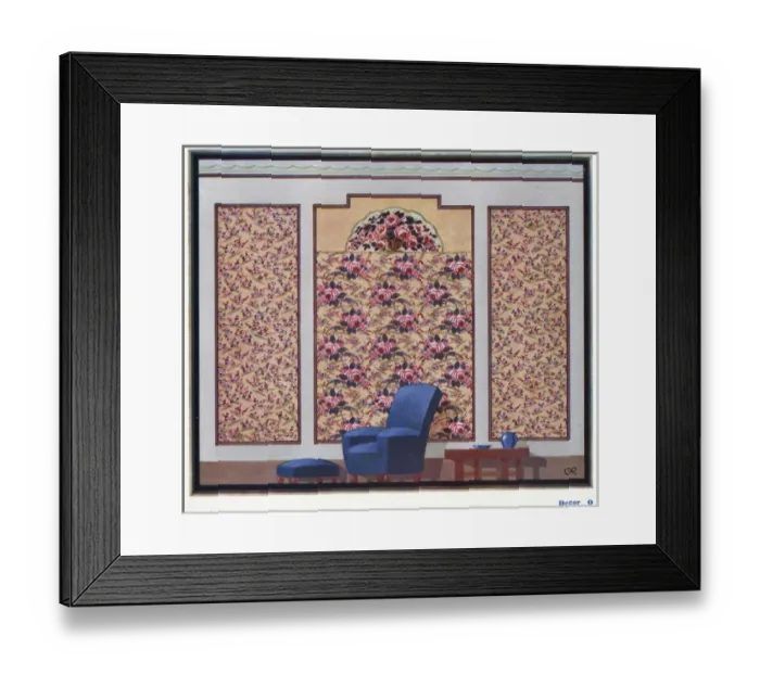 Framed Print : Wallpaper designs shown in a sample interior Framed Print : Wallpaper designs shown in a sample interior