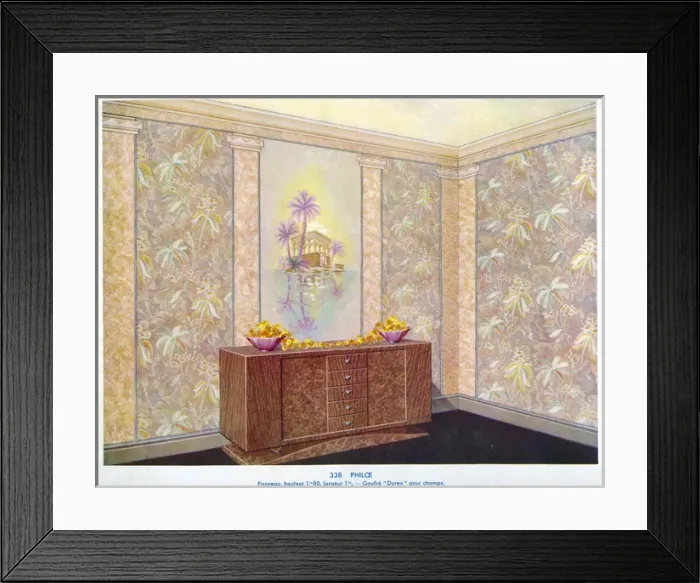 Framed Print : Wallpaper designs shown in a sample interior Framed Print : Wallpaper designs shown in a sample interior