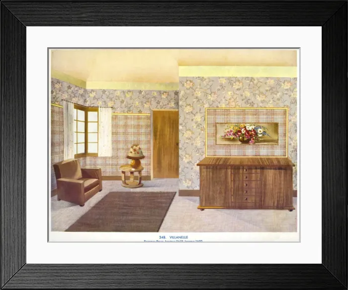 Framed Print : Wallpaper designs shown in a sample interior Framed Print : Wallpaper designs shown in a sample interior