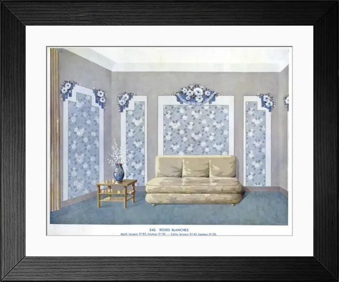 Framed Print : Wallpaper designs shown in a sample interior Framed Print : Wallpaper designs shown in a sample interior