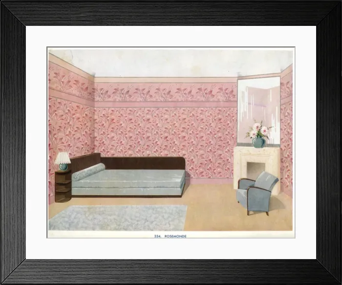 Framed Print : Wallpaper designs shown in a sample interior Framed Print : Wallpaper designs shown in a sample interior