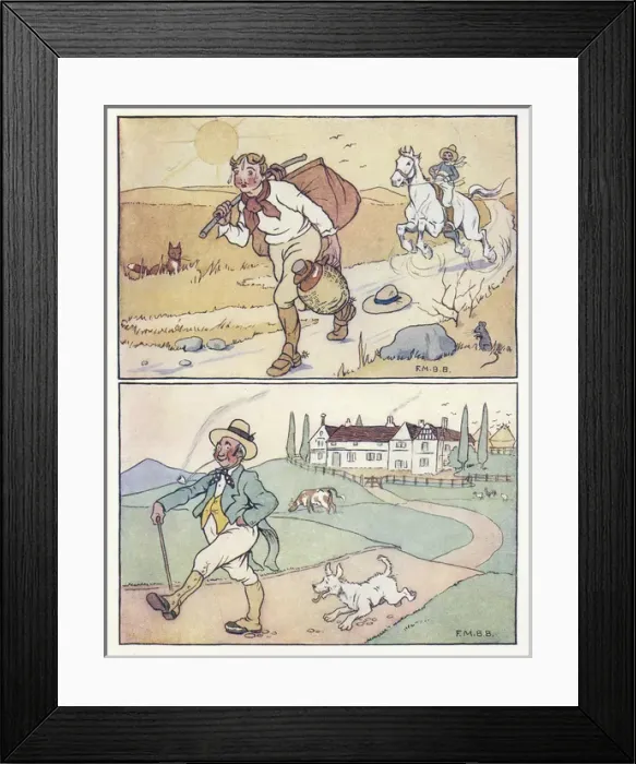 Framed Print : Nursery Rhymes -- two travelling scenes Framed Print : Nursery Rhymes -- two travelling scenes