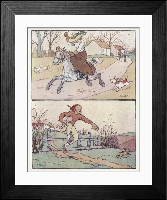 Framed Print : Nursery Rhymes -- runaway horse, Tom the Pipers Son Framed Print : Nursery Rhymes -- runaway horse, Tom the Pipers Son